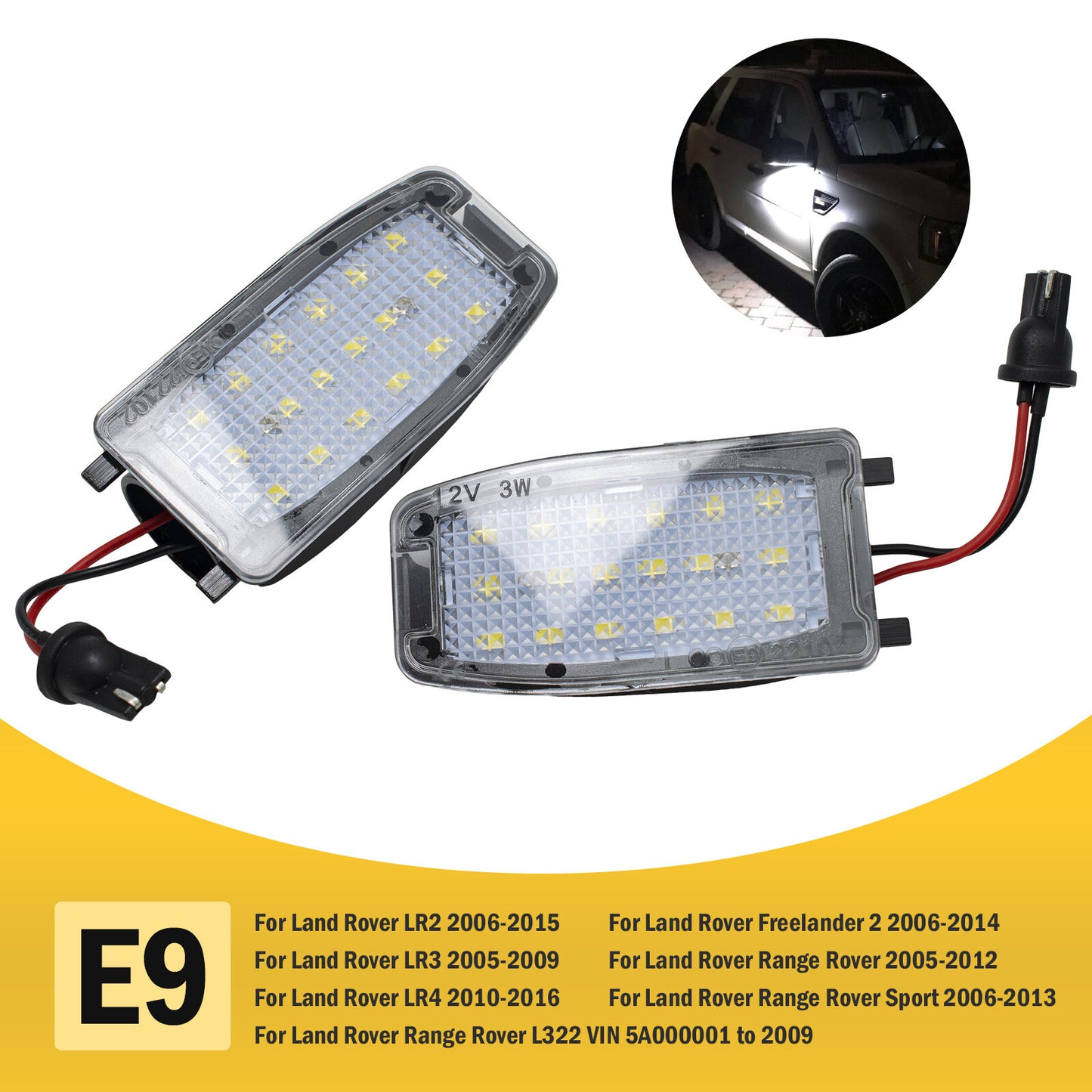 2005-2013 for Land Rover for Range Rover Sport LED Side Mirror Under Puddle Light 2x