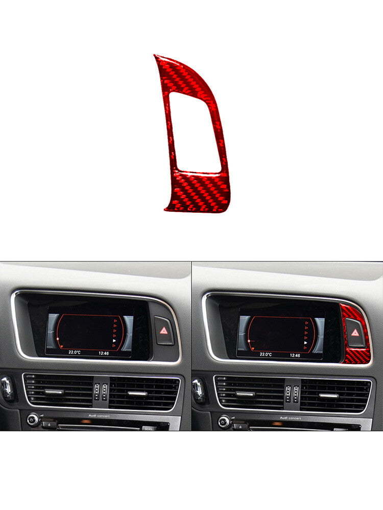 Red Double Flashing Lamp Button Trim Cover Carbon Fiber for Audi Q5 2009-2017