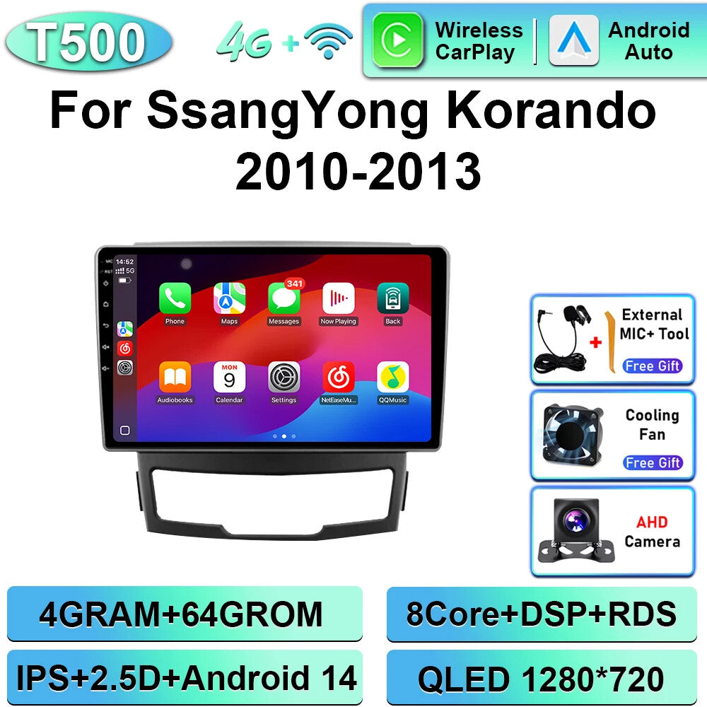 for SsangYong Korando 3 Actyon 2 2010-2013 Android CarPlay Car Radio GPS Player