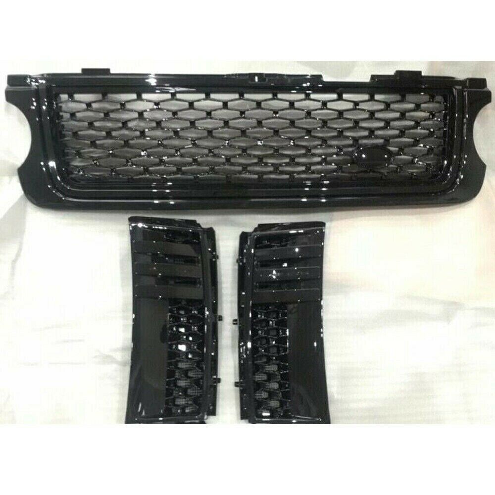 Gloss Black Grille Grill W/Side Vent Trim Fit For LR for Range Rover L322 2010-2012