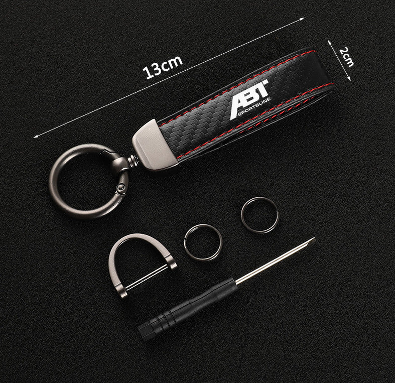 Suitable for Alfa Romeo Giulietta car keychain/key ring, dark brown leather, horseshoe shape, gift.