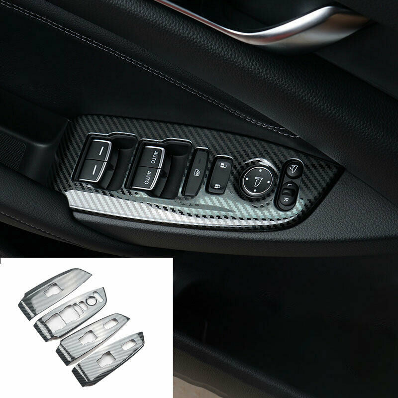 for Honda Accord DX 2018-2022 Carbon fiber Window Lock Lift Switch Button Trim