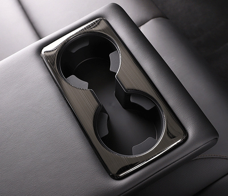 for Mazda 3 Axela 2019-2022 Black Titanium Rear Water Cup Holder Cover Stainless