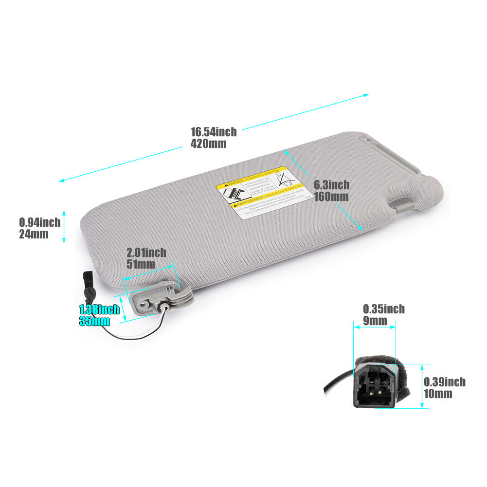 Grey driver's side sun visor with mirror, suitable for Mazda CX-9 2010-15 TDY1-69-320, brand new.
