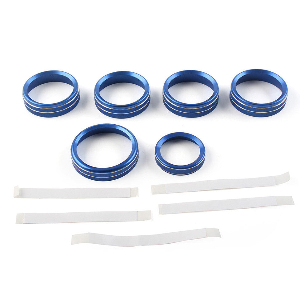 6x Air Conditioner Switch CD Button Ring Knob Trim for Ford F150 XLT 15-20 Blue