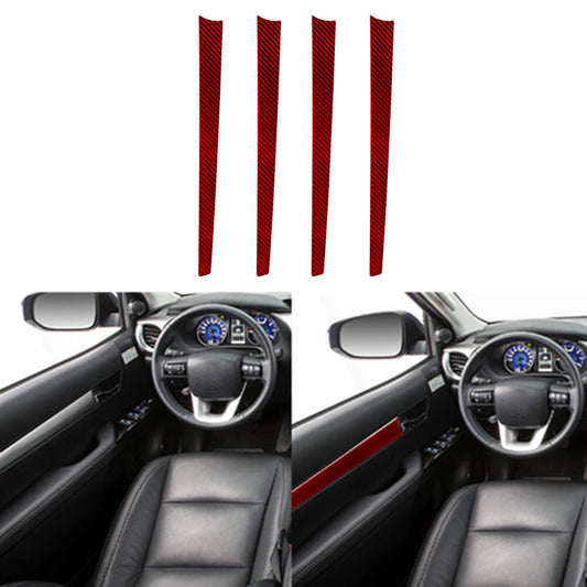 4Pcs Red Carbon Fiber Door Panel Cover Trim for Toyota Hilux 2015-2021