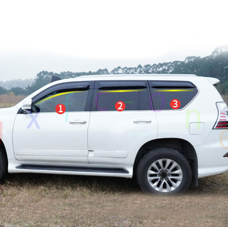 for Lexus 2010-2023 GX460 Black Exterior Window Door Visors Sun Rain Guard Vents