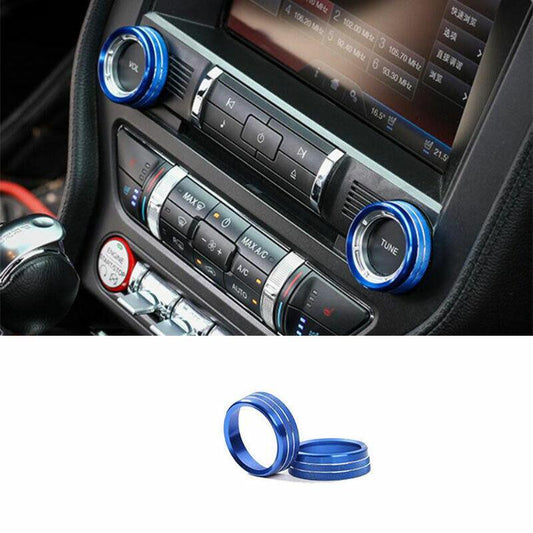 for Ford for Mustang 2015-22 Blue Aluminum Air Conditioning Button Control Ring Trim