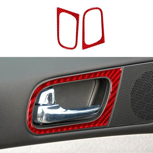 for infiniti G37 2010-13 Red Carbon Fiber Rear Inner Door Handle Cover Trim 2PCS