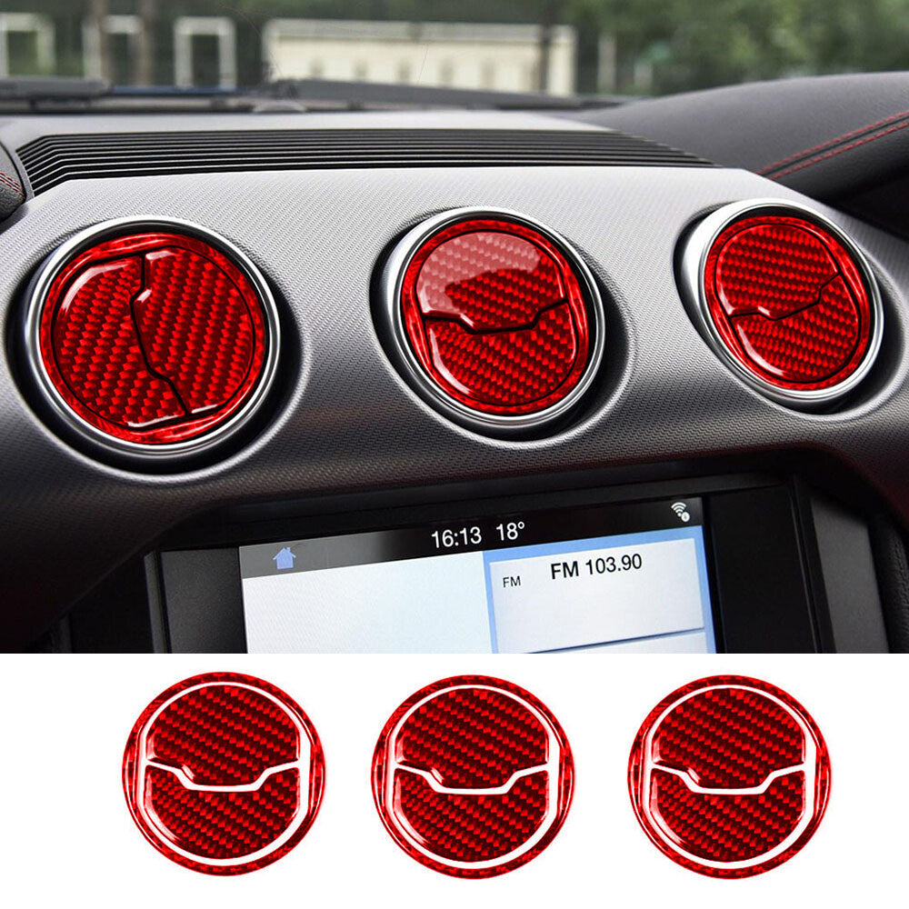 9¡ÁRed Carbon Fiber Interior Air Vent Outlet Panel Cover for Ford for Mustang 2015-22