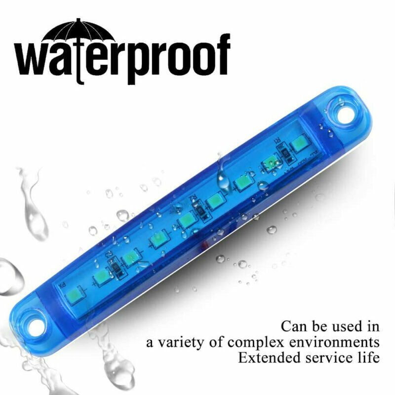 20x 4 Blue LED Bus Truck Trailer Side Marker Indicators Lights Waterproof 12V