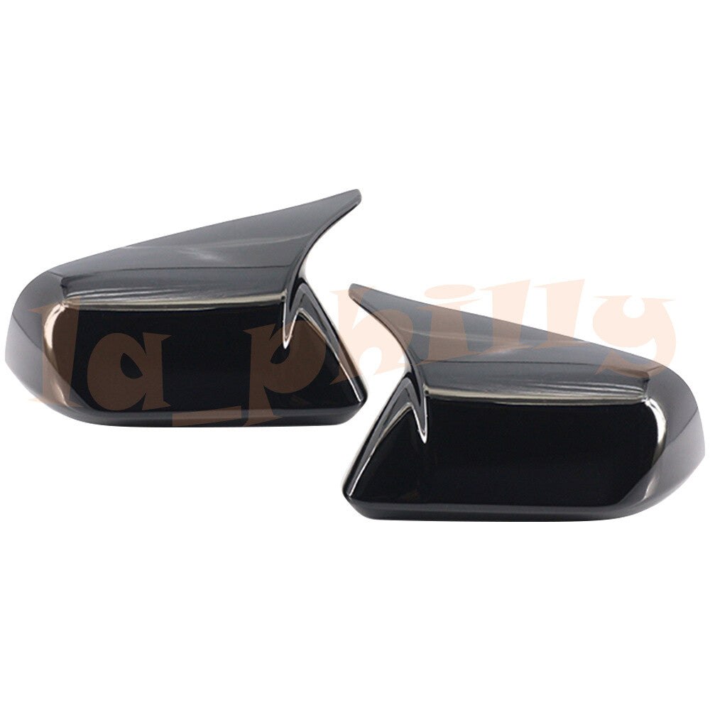 Glossy Black Horn Style Rearview Side Mirror Cover Fit for Ford for Mustang 2015-22