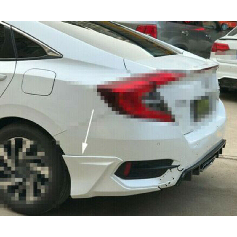 for Honda for Civic Sedan 2016-2021 White ABS Rear Bumper Splitter Lip spoiler Guard