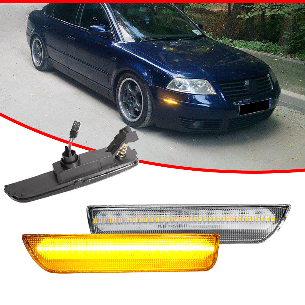 LH+RH Transparent LED Front Bumper Side Marker Signal Lights for 2001-05 for Volkswagen for Passat B5.5
