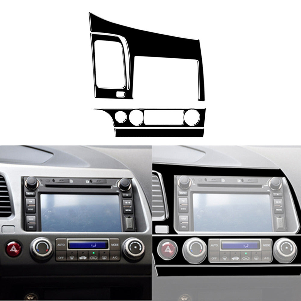 3Pcs Piano Black Navigation Panel Cover Trim for Honda for Civic 8th 2006-2011