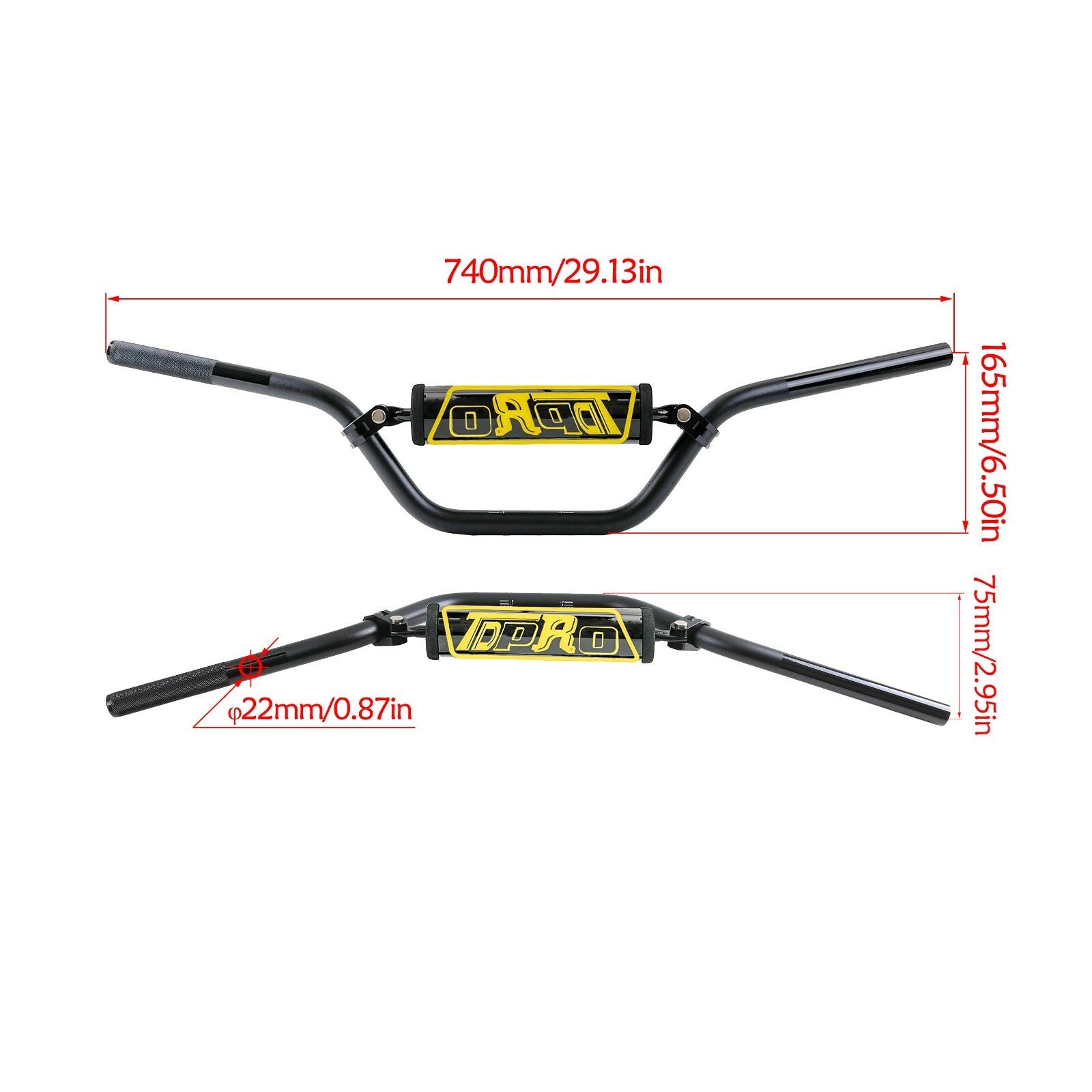 7/8 inch handlebars suitable for CRF50, XR50, 70, KLX110, TTR110, CRF110, KX65, and Pit bicycles.