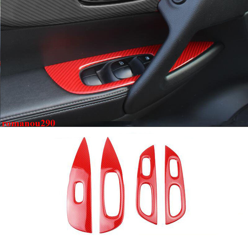 for Nissan Rogue 2014-2020 Red Carbon Color Door Window Lift Switch Cover Trim