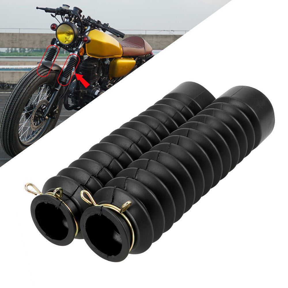 2x Universal Motorcycle Front Fork Shock Boots Dust Cover Protector Rubber