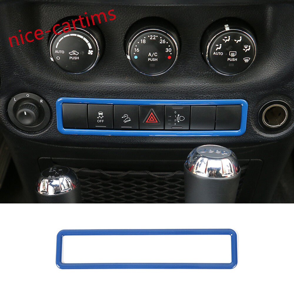 Blue ABS Car Emergency Light Lamp Switch Frame Trim for Jeep for Wrangler JK 2011-17