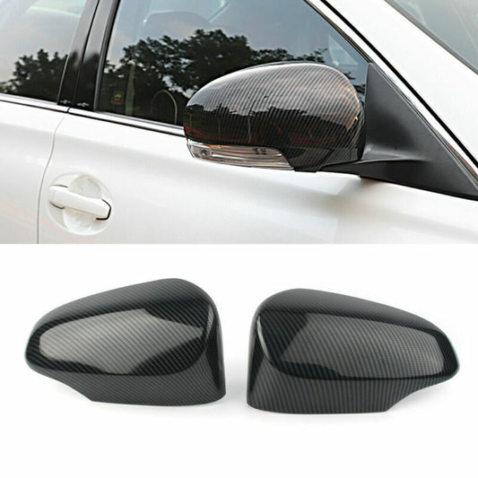 2for Toyota for Corolla 2014-2018 Side Door Mirror Wing Trim Cover Cap Carbon Fiber