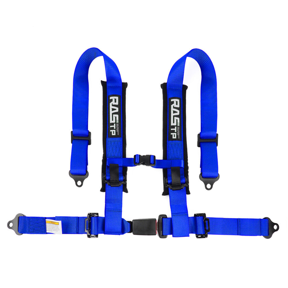 Blue 2inch 4-Point Harness Quick Release Safety for Seat Belt+1Pair Shoulder Pads