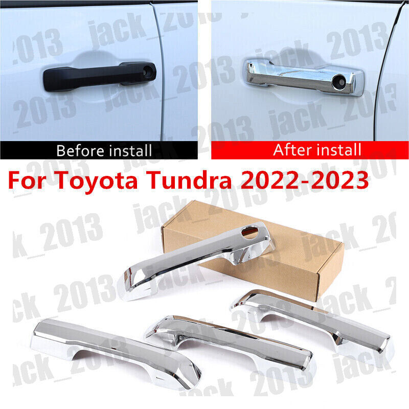for Toyota Tundra 2022-2024 Chrome ABS Exterior Side Door Handle Cover Trim 4pcs