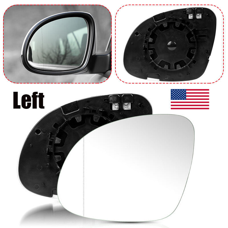 Driver Left Side Mirror Glass w/Backing Plate Heated for 2009-2017 for VW for Tiguan NEW