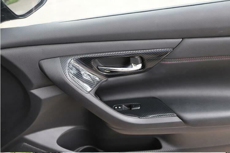 for Nissan Altima 2013-2018 Carbon Fiber Door Handle Trim Cover Interior 4pcs