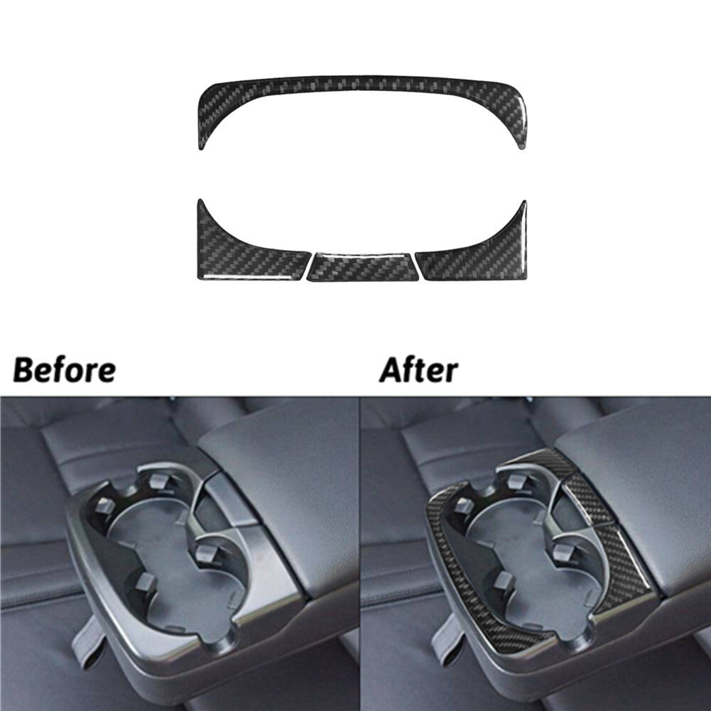 Carbon Fiber Rear Armrest Cup Holder Trim for Land Rover Discovery Sport 2015-19