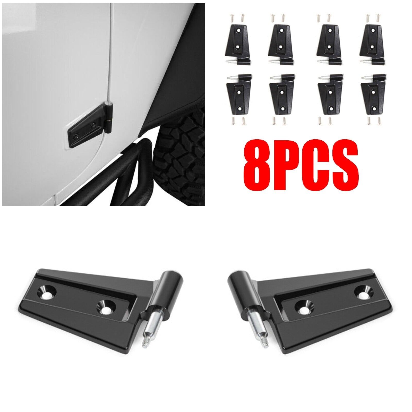 8PCS Steel Door Hinge Kit Inside  Outside for 2007-2018 for Jeep for Wrangler JK