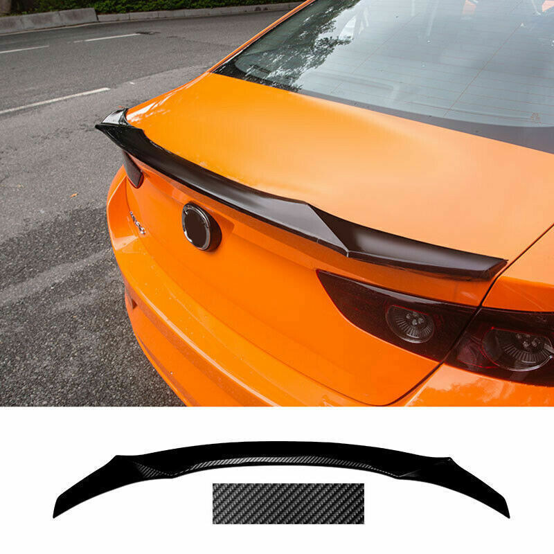1X Carbon Fiber Rear Trunk Lip Spoiler Wing Trim for Mazda 3 Axela Sedan 2019-23
