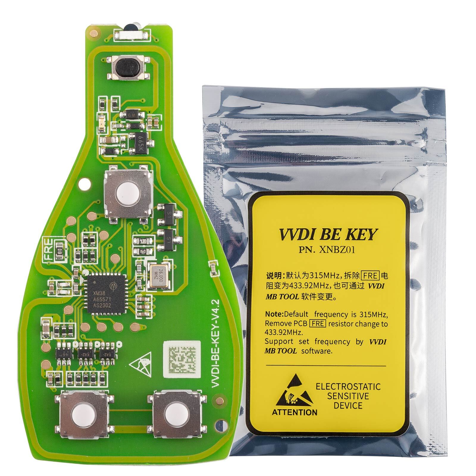 5x XNBZ01GL VVDI BE Key Pro Improved Version +3 Button Key Shell for Benz