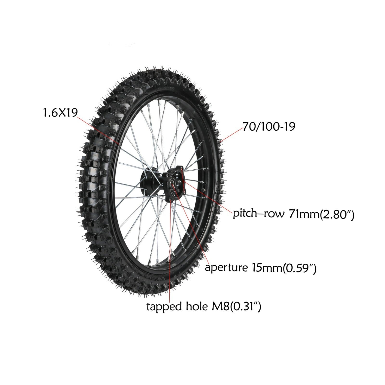 45/48 mm front fork, disc brakes, 19-inch wheel kit, 70/100-19 Pit bike SSR 125cc 150cc
