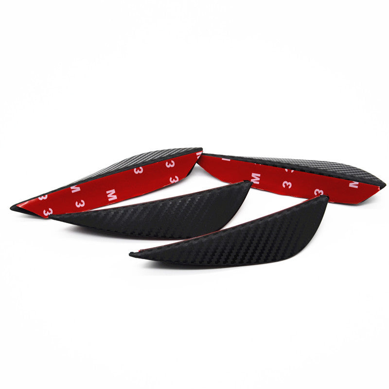 Car Front Bumper Rubber Carbon Fiber Splitter Fin Exterior Body Spoiler Canards