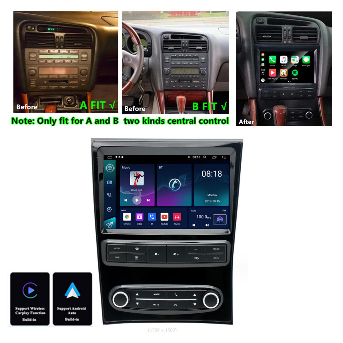 9 Stereo Radio GPS Nav FM Head Unit for Lexus GS300 GS400 GS430 1998-05 Carplay