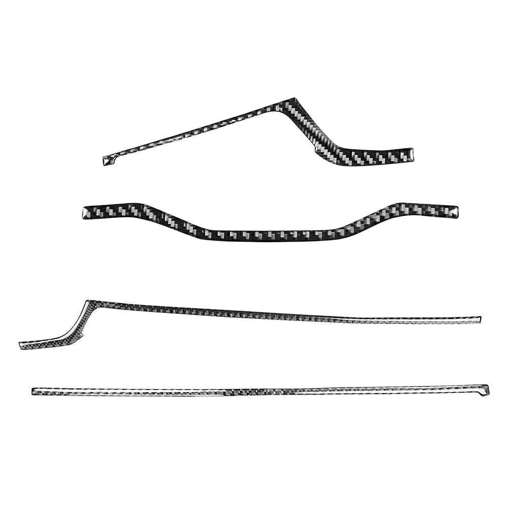 4 Pcs Carbon Fiber Interior Dashboard Panel Cover Trim for Audi A4 B9 2017-2019