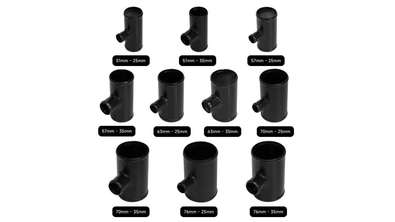 3 76mm Blow Off Valve Adapter Aluminum T-Pipe Shape Tube For 35mm ID BOV Black