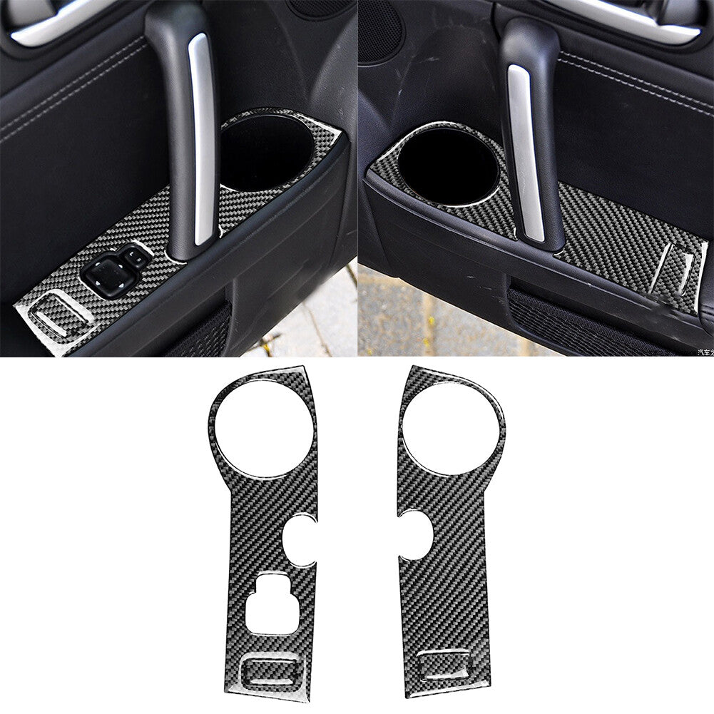 4Pcs Carbon Fiber Door Armrest Panel Cover Trim for Mazda MX-5 Miata 2009-2015