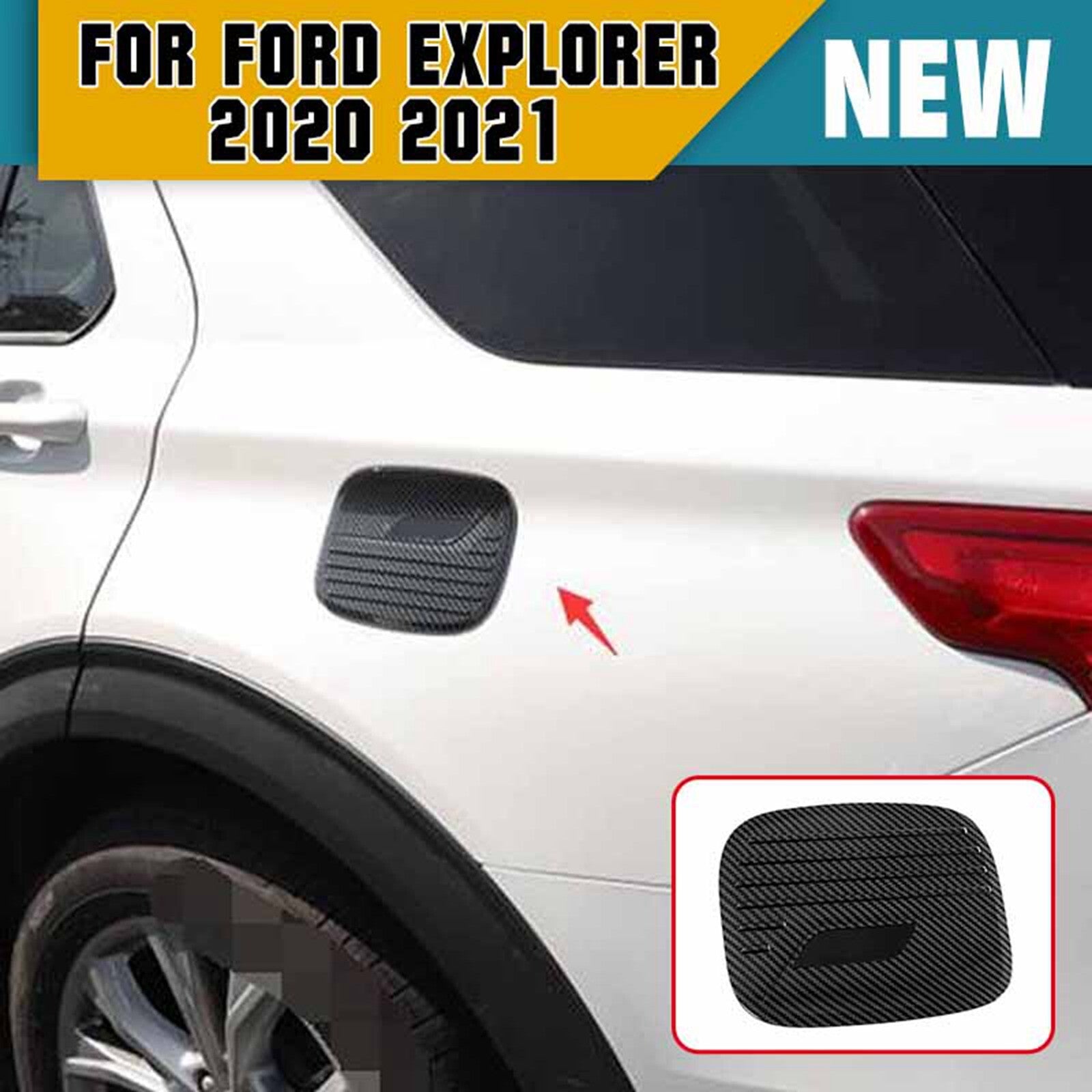 for Ford 2020-2021 Explorer Car Side Fuel Cap Cover Decor Carbon Fiber Trim ABS
