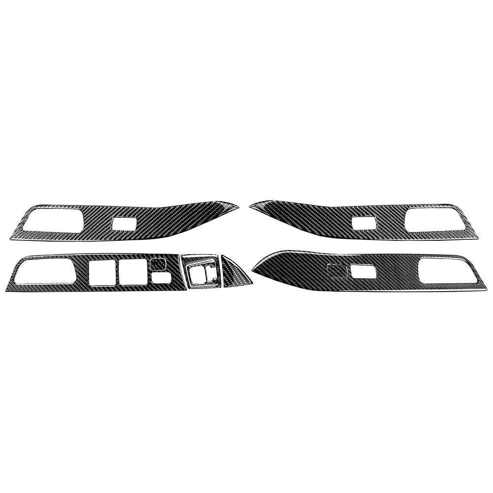 9x Carbon Fiber Window Lift Switch Panel Trim for Mitsubishi Lancer EVO X 08-15