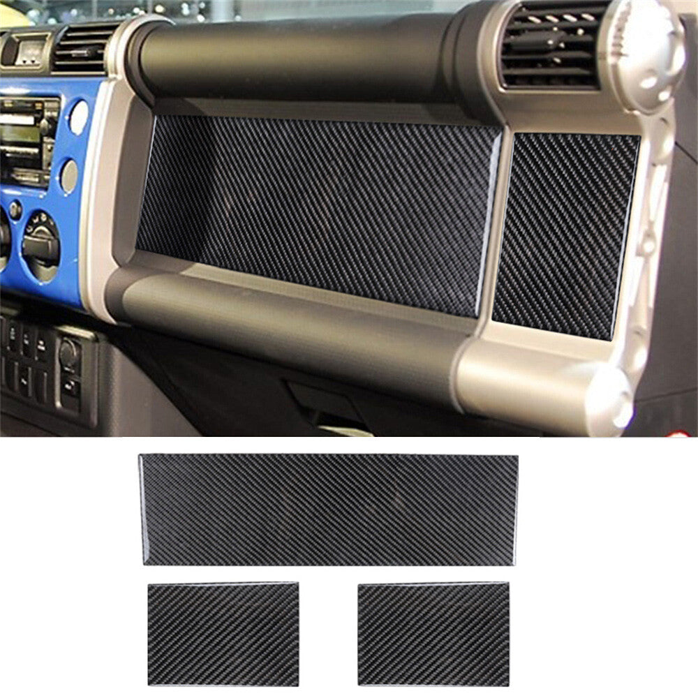 3¡ÁSoft Carbon Fiber for Co -pilot Dashboard Panel Cover For Toyot@ FJ Cruiser 2007-21
