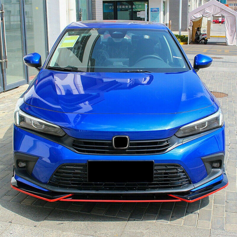 for Honda for Civic Sedan 2022-2023 BlackRed Front Bumper Lip Splitter Spoiler Lip