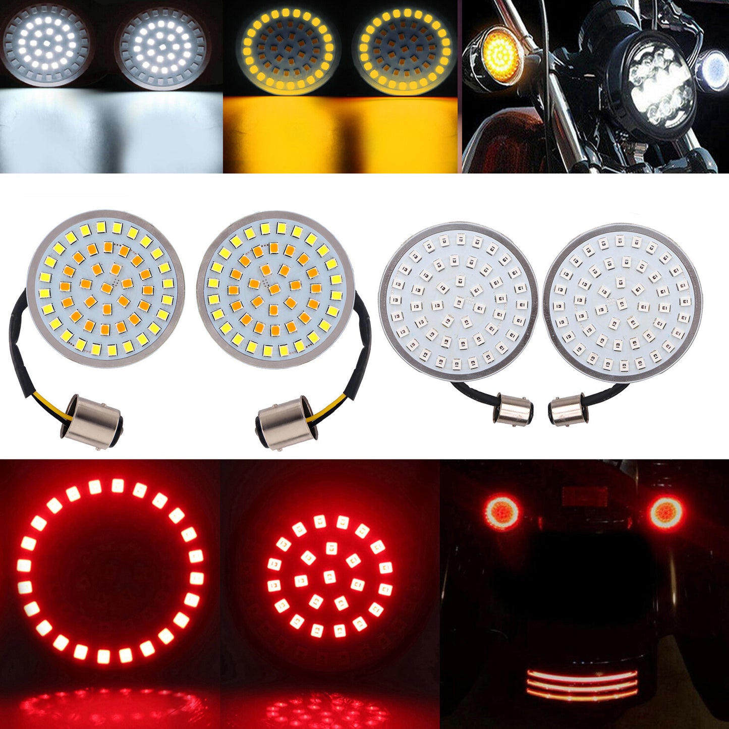 2-inch LED 1157 front and rear turn signal light inserts for Harley-Davidson highway gliding tours