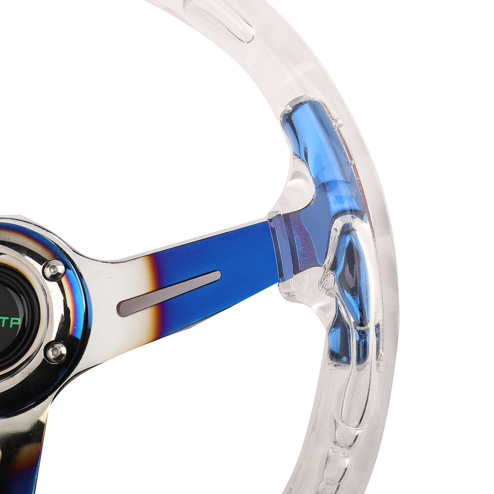Car Acrylic Steering Wheel Bluing Spokes Blue 350mm 14inch Racing