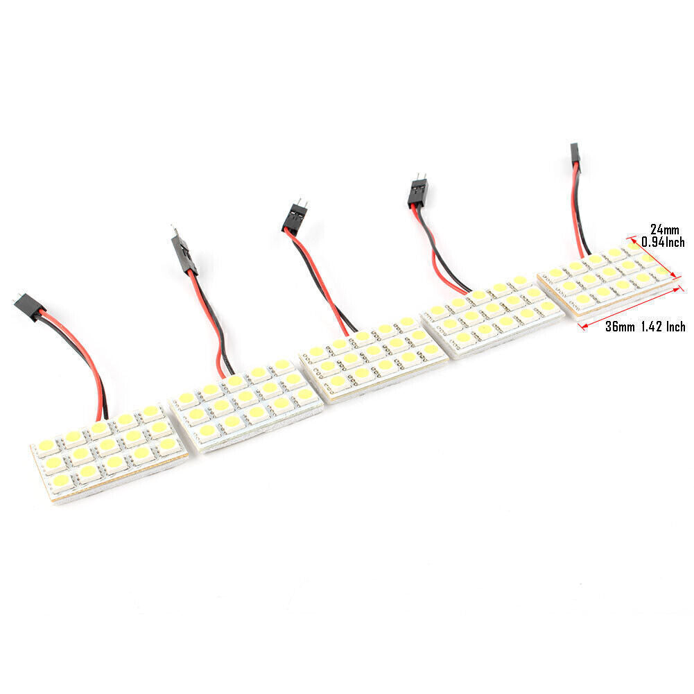5x White LED 5050 15SMD Panel + Festoon T10 BA9S Adapter Interior Dome Light