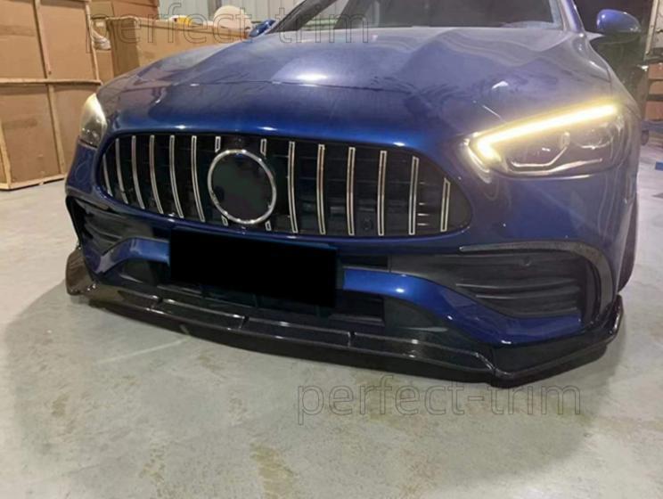 Carbon fiber style front bumper lip for 2022-2023 for Benz W206 C-Class
