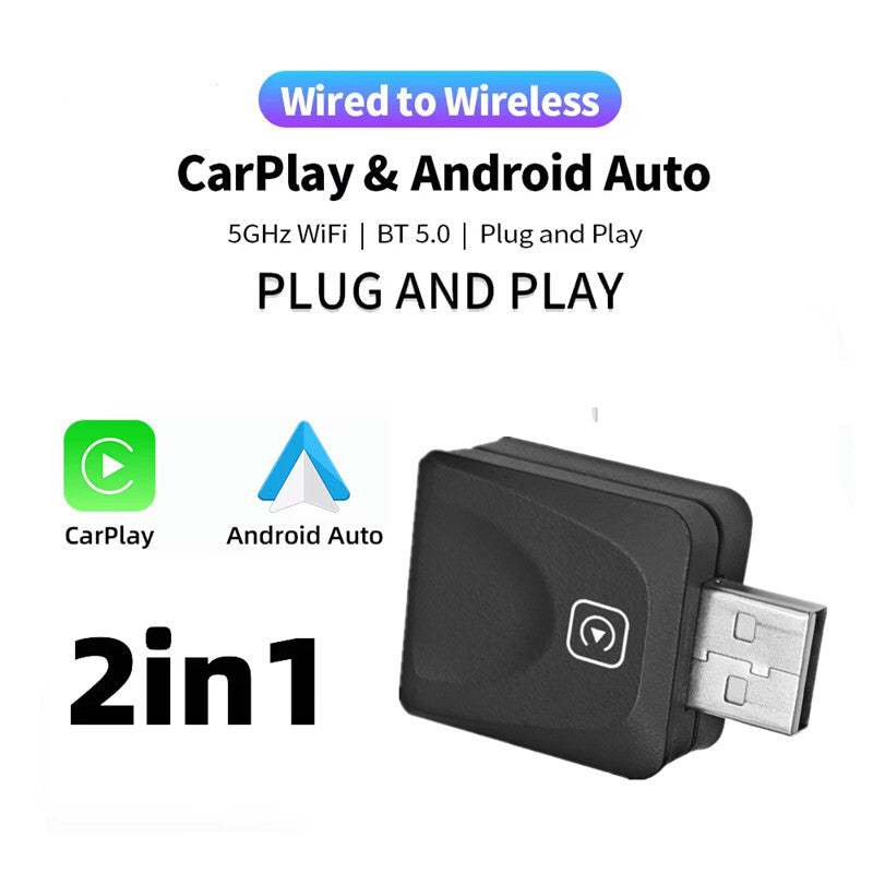Car for Mini 2in1 Plug and Play USB Port Wired To Wireless CarPlay Adapter Dongle
