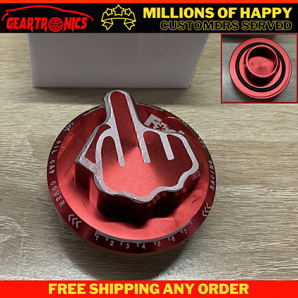 RED Aluminum Screw-In Middle Finger Oil Filler Tank Cap Valve Decor Trim Cover