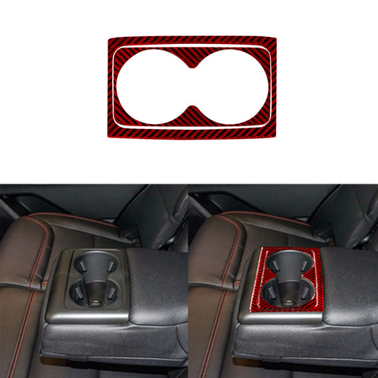 Red Carbon Fiber Rear Cup Holder Frame Cover Trim for Ford Explorer 2020-2023