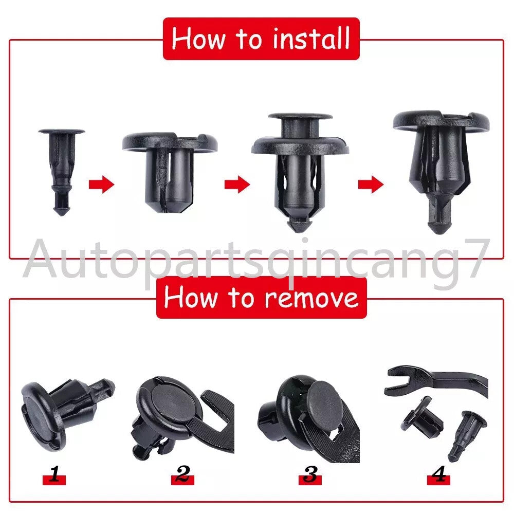 100 Pcs Fastener 10MM Auto Rivets Car Bumper Clips Hole Push Pin Plastic Fender